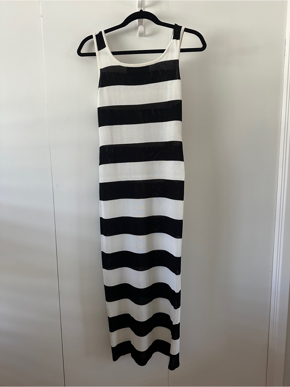 ADRIENNE VITTADINI Black & White Striped Tank Maxi Dress Size P